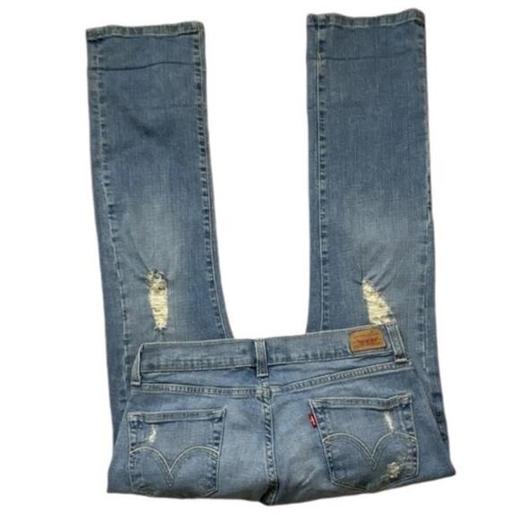 Levis Red Tab Vintage Tilted 504 Jean Women 9 Distressed Mid Rise Stretch Casual - Picture 4 of 7